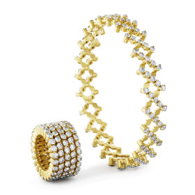 Gelbgold, Ringe, Serafino Consoli Serafino Ring Bracelet S.RB 5F4 YG WD