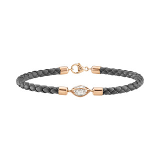 Roségold, Armschmuck, Leo Wittwer Rough Cut® XL Leder Armband, Ref: 62-1010973-9160