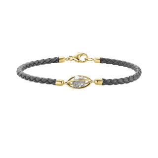 Gelbgold, Armschmuck, Leo Wittwer Rough Cut® Leder Armband, Ref: 62-1010970-9130--w