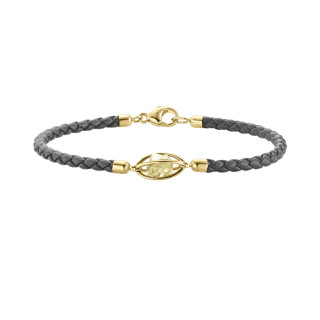 Gelbgold, Armschmuck, Leo Wittwer Rough Cut® Leder Armband, Ref: 62-1010970-9130--c