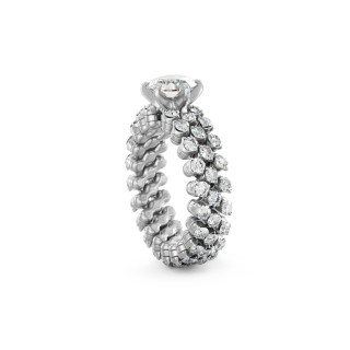 Weißgold, Ringe, Serafino Consoli Brevetto Solitaire Multi-Size Ring, Ref: RMS SL WD 100 3F2 WG WD