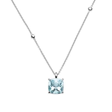 Halsschmuck, Weißgold, Leo Wittwer Contemporary Aquamarin Anhänger
