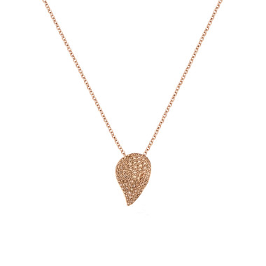         Roségold, Halsschmuck, Bigli Mini Leaves Anhänger mit Kette