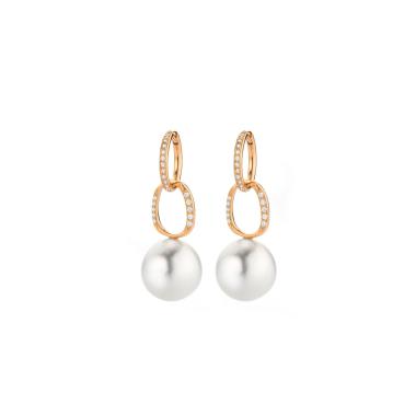 Ohrringe, Roségold, Gellner Modern Classics Creolen mit Einhänger