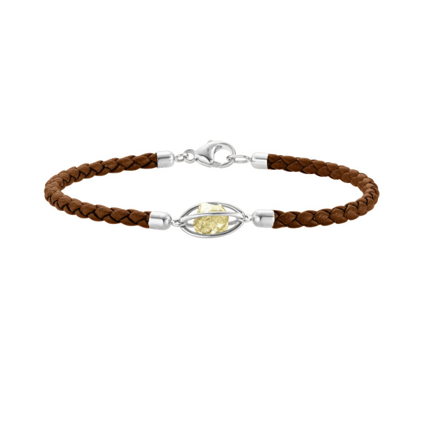         Weißgold, Armschmuck, Leo Wittwer Rough Cut® Leder Armband