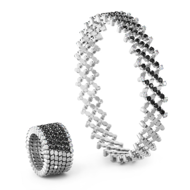         Weißgold, Armschmuck, Serafino Consoli Serafino Multi-Size Ring und Armreif