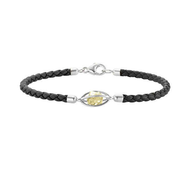         Weißgold, Armschmuck, Leo Wittwer Rough Cut® Leder Armband