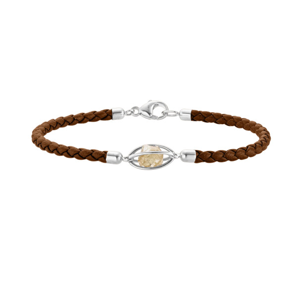         Weißgold, Armschmuck, Leo Wittwer Rough Cut® Leder Armband