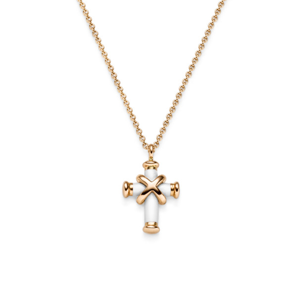        Roségold, Halsschmuck, Leo Wittwer Leo Wittwer Kreuz Mini mit Kette