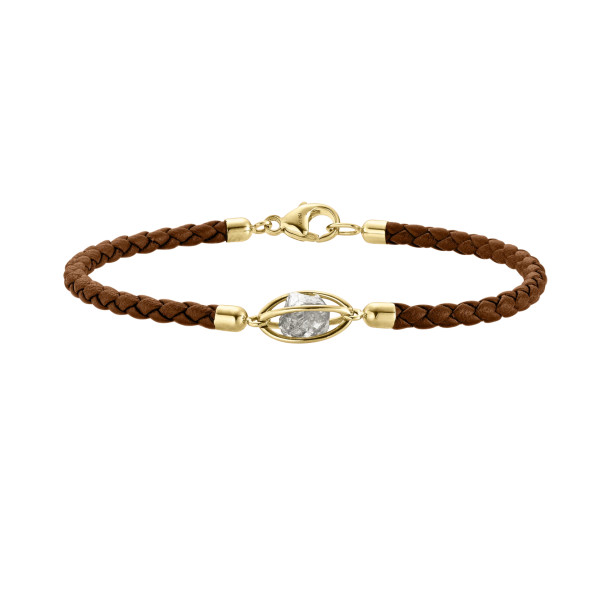         Gelbgold, Armschmuck, Leo Wittwer Rough Cut® Leder Armband