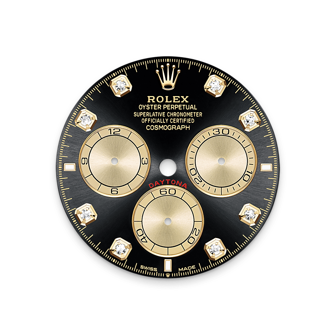 Zifferblatt in strahlend Schwarz und Golden